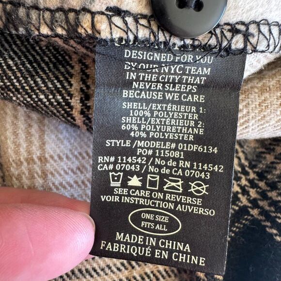 Blank NYC Revolve Poncho Cape Jacket Checked Out Plaid OS 1/4 Zip Vegan Leather - Picture 10 of 12